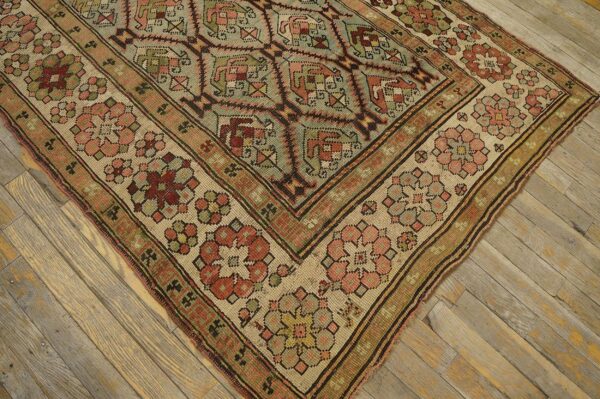 Antique caucasian karabagh rug 3'6"×7'2" pale sky blue, ivory border, circa 1900 7 Antique caucasian karabagh rug 3'6"×7'2" pale sky blue, ivory border, circa 1900 - detail view 6