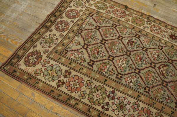 Antique caucasian karabagh rug 3'6"×7'2" pale sky blue, ivory border, circa 1900 8 Antique caucasian karabagh rug 3'6"×7'2" pale sky blue, ivory border, circa 1900 - detail view 7