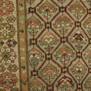 Antique Caucasian Karabagh Rug 3'6"×7'2" Pale Sky Blue, Ivory Border, Circa 1900 - detail view 8
