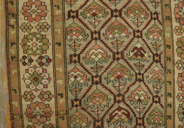 Antique caucasian karabagh rug 3'6"×7'2" pale sky blue, ivory border, circa 1900 9 Antique caucasian karabagh rug 3'6"×7'2" pale sky blue, ivory border, circa 1900 - detail view 8