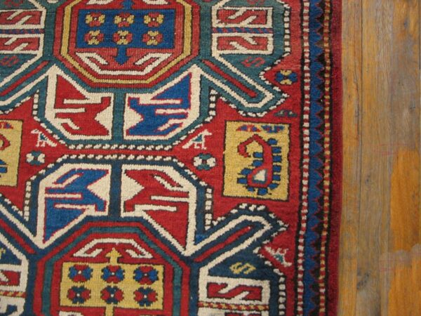 Antique caucasian kazak rug 3'×6' red on red geometric, 19th century 4 Antique caucasian kazak rug 3'×6' red on red geometric, 19th century - detail view 3