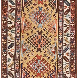 Antique Caucasian Kuba Rug, Hand-Knotted Tribal Composition