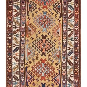 Antique Caucasian Kuba Rug, Hand-Knotted Tribal Composition - detail view 1