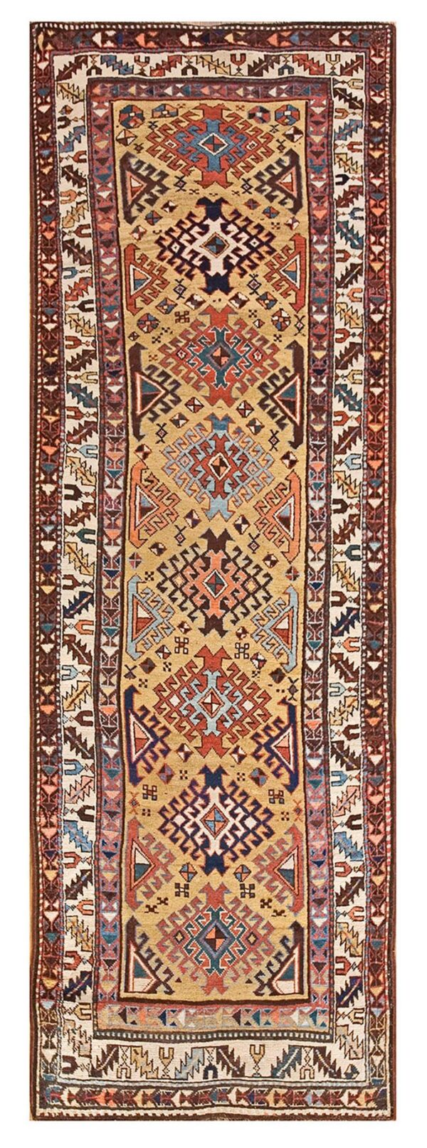 Antique caucasian kuba rug, hand-knotted tribal composition - detail view 1