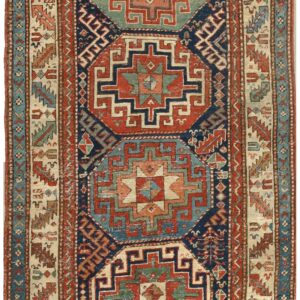 Antique Caucasian Moghan Rug, Hand-Knotted Wool