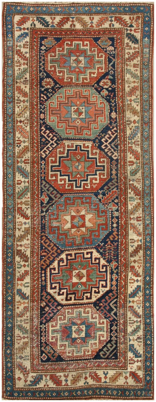 Antique caucasian moghan rug, hand-knotted wool 1 Antique caucasian moghan rug, hand-knotted wool