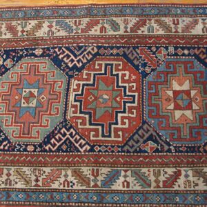 Antique Caucasian Moghan Rug, Hand-Knotted Wool - detail view 2