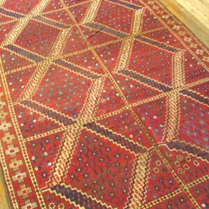 Antique Central Asian Ersari Carpet 5'10"×11'10" Red Diamond, Rust Border, Circa 1890 - detail view 3