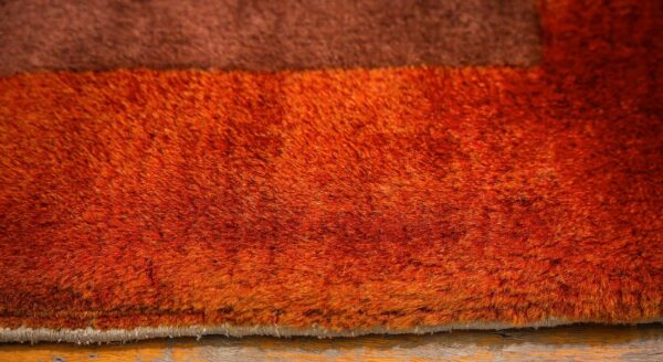 Antique chinese art deco carpet 9'11"×13'8" red field, tan border, modern floral, 1920s - detail view 5