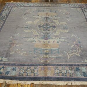 Antique Chinese Nepal Rug 8'3"Ã—8'8" Hand-Knotted Wool, Square Format - detail view 1