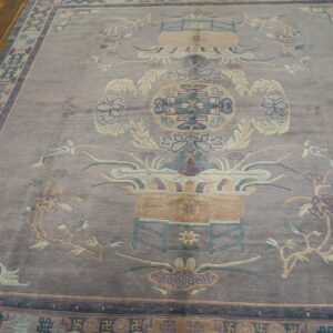 Antique Chinese Nepal Rug 8'3"Ã—8'8" Hand-Knotted Wool, Square Format - detail view 3