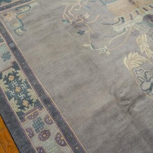 Antique Chinese Nepal Rug 8'3"Ã—8'8" Hand-Knotted Wool, Square Format - detail view 5