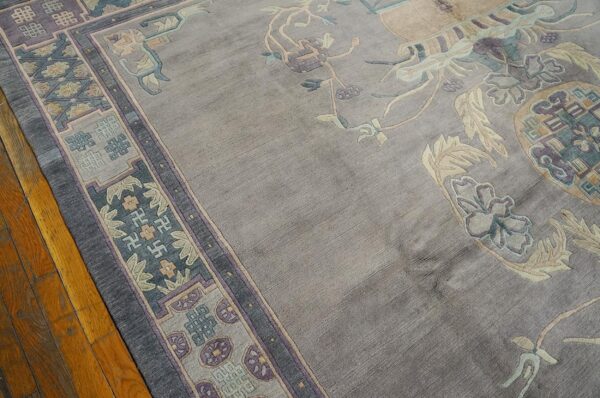Antique chinese nepal rug 8'3"ã—8'8" hand-knotted wool, square format - detail view 5