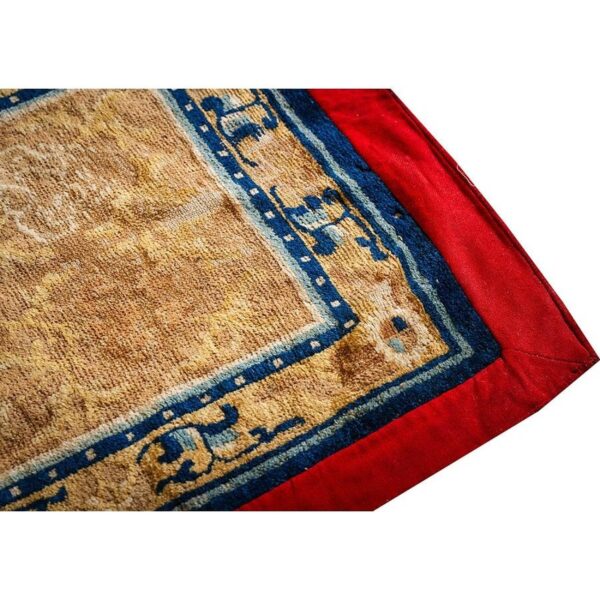 Antique chinese ningxia rug 2'2"×4'3" ivory field, red border, geometric design, 1880s - detail view 4