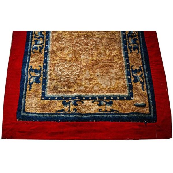 Antique chinese ningxia rug 2'2"×4'3" ivory field, red border, geometric design, 1880s - detail view 6