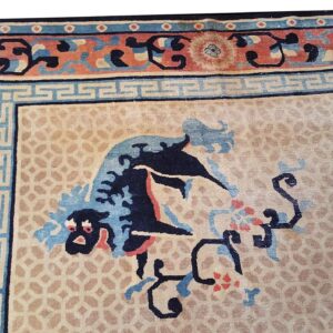Antique Chinese Rug, Hand-Knotted Wool, Chinese Decorative Tradition - detail view 1