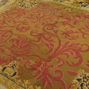 Antique English Armorial Axminster Carpet 14'4"Ã—16'2" Camel Field, Ivory Ribbon Garland Border, Late Regency, Circa 1820 - detail view 2