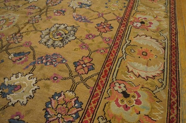 Antique english axminster carpet 12'×14' camel & ivory, mughal-inspired design, mid-18th century, circa 1750 3 Antique english axminster carpet 12'×14' camel & ivory, mughal-inspired design, mid-18th century, circa 1750 - detail view 2