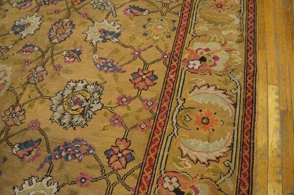 Antique english axminster carpet 12'×14' camel & ivory, mughal-inspired design, mid-18th century, circa 1750 4 Antique english axminster carpet 12'×14' camel & ivory, mughal-inspired design, mid-18th century, circa 1750 - detail view 3