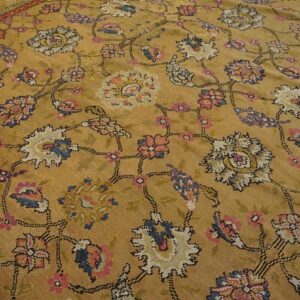Antique English Axminster Carpet 12'×14' Camel & Ivory, Mughal-Inspired Design, Mid-18th Century, Circa 1750 - detail view 4