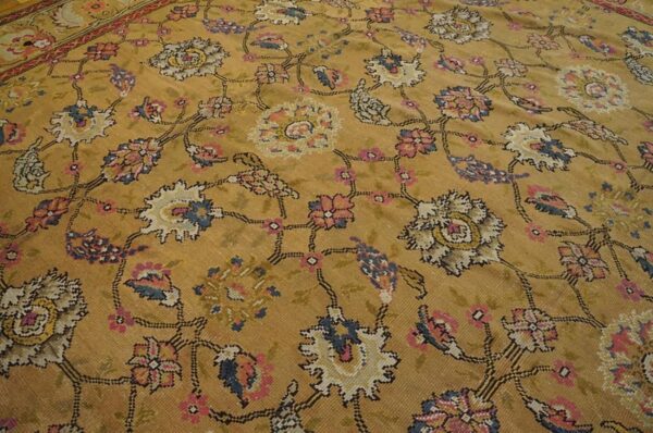 Antique english axminster carpet 12'×14' camel & ivory, mughal-inspired design, mid-18th century, circa 1750 5 Antique english axminster carpet 12'×14' camel & ivory, mughal-inspired design, mid-18th century, circa 1750 - detail view 4