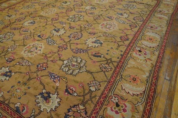 Antique english axminster carpet 12'×14' camel & ivory, mughal-inspired design, mid-18th century, circa 1750 7 Antique english axminster carpet 12'×14' camel & ivory, mughal-inspired design, mid-18th century, circa 1750 - detail view 6