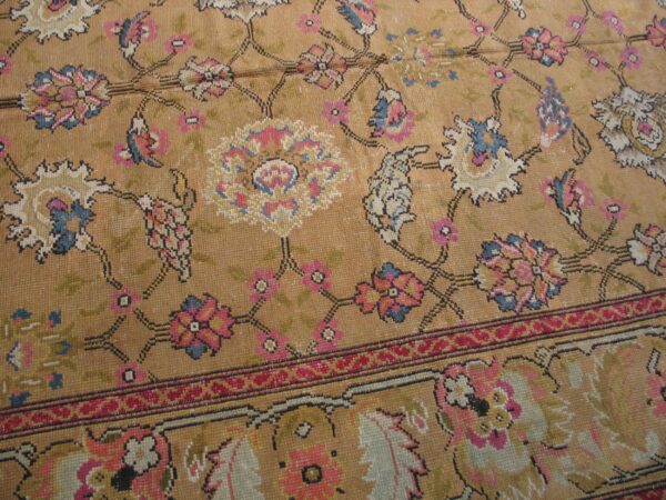 Antique english axminster carpet 12'×14' camel & ivory, mughal-inspired design, mid-18th century, circa 1750 8 Antique english axminster carpet 12'×14' camel & ivory, mughal-inspired design, mid-18th century, circa 1750 - detail view 7