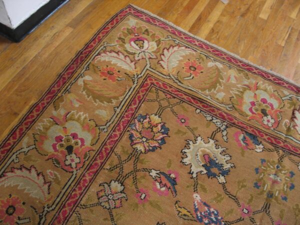 Antique english axminster carpet 12'×14' camel & ivory, mughal-inspired design, mid-18th century, circa 1750 9 Antique english axminster carpet 12'×14' camel & ivory, mughal-inspired design, mid-18th century, circa 1750 - detail view 8