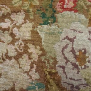 Antique English Axminster Rug 4'×8'8" Camel/Brown Floral, Hand-Knotted Wool, Mid 18th Century, Circa 1750 - detail view 8