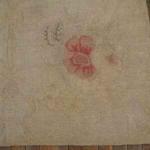 Antique English Needlepoint Carpet 8'2"×10'3" Ivory Four-Star Design, Circa 1920 - detail view 6