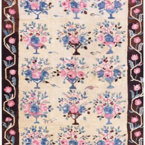 Antique European Bessarabian Rug 4'7"×6'7" Yellow/Blue/Pink Flat-Weave, Circa 1890