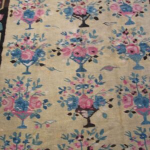 Antique European Bessarabian Rug 4'7"×6'7" Yellow/Blue/Pink Flat-Weave, Circa 1890 - detail view 2