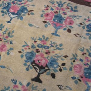 Antique European Bessarabian Rug 4'7"×6'7" Yellow/Blue/Pink Flat-Weave, Circa 1890 - detail view 3