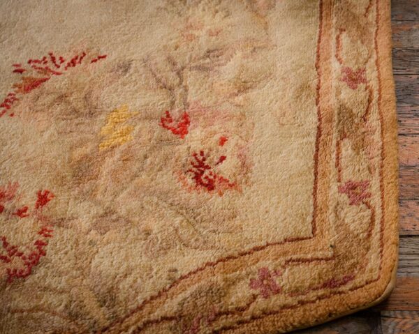 Antique european savonnerie carpet 13'2"×17'6" beige & cream floral, neoclassical, circa 1925 3 Antique european savonnerie carpet 13'2"×17'6" beige & cream floral, neoclassical, circa 1925 - detail view 2