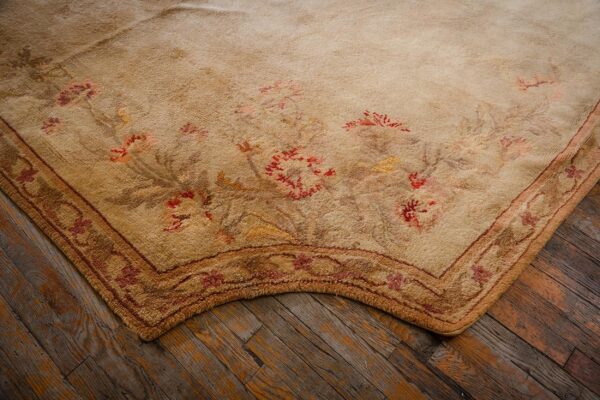 Antique european savonnerie carpet 13'2"×17'6" beige & cream floral, neoclassical, circa 1925 4 Antique european savonnerie carpet 13'2"×17'6" beige & cream floral, neoclassical, circa 1925 - detail view 3