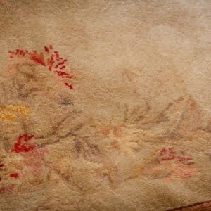 Antique European Savonnerie Carpet 13'2"×17'6" Beige & Cream Floral, Neoclassical, Circa 1925 - detail view 4