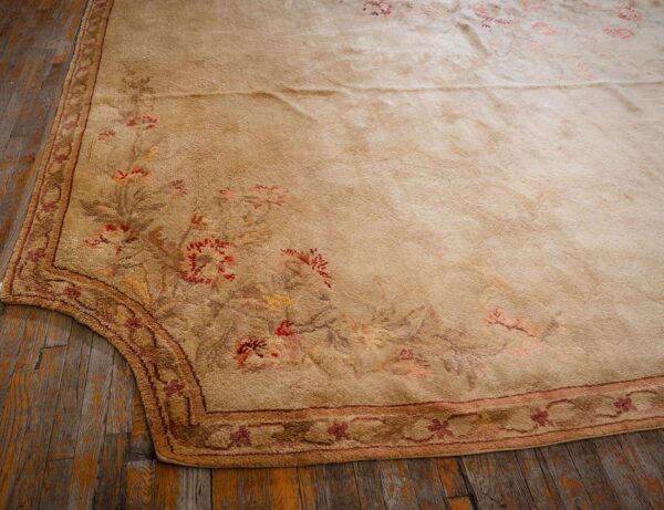 Antique european savonnerie carpet 13'2"×17'6" beige & cream floral, neoclassical, circa 1925 6 Antique european savonnerie carpet 13'2"×17'6" beige & cream floral, neoclassical, circa 1925 - detail view 5