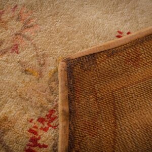 Antique European Savonnerie Carpet 13'2"×17'6" Beige & Cream Floral, Neoclassical, Circa 1925 - detail view 7
