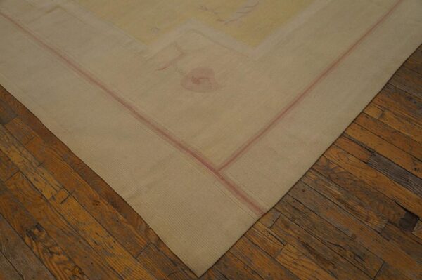 Antique french art deco aubusson rug 12'10"ã—16'8" ivory geometric abstract, circa 1930 - detail view 3