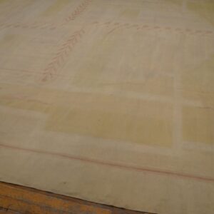 Antique French Art Deco Aubusson Rug 12'10"Ã—16'8" Ivory Geometric Abstract, Circa 1930 - detail view 5