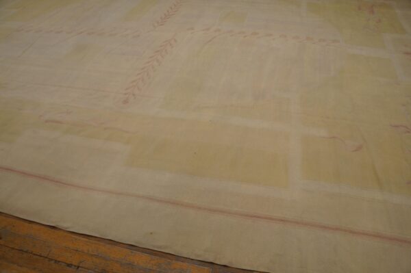 Antique french art deco aubusson rug 12'10"ã—16'8" ivory geometric abstract, circa 1930 - detail view 5