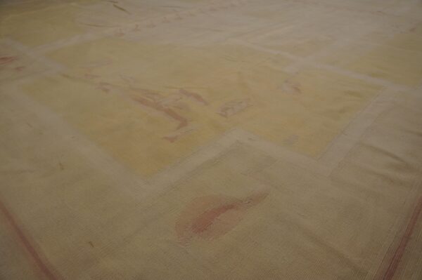 Antique french art deco aubusson rug 12'10"ã—16'8" ivory geometric abstract, circa 1930 - detail view 7