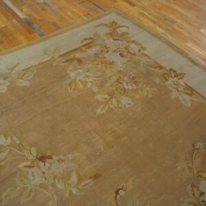 Antique French Aubusson Carpet 15'×18' Salmon & Ivory, Napoleon III Period, Circa 1880 - detail view 7
