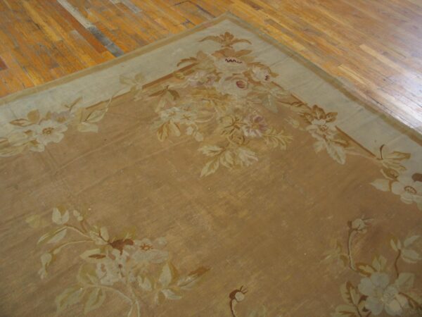 Antique french aubusson carpet 15'×18' salmon & ivory, napoleon iii period, circa 1880 8 Antique french aubusson carpet 15'×18' salmon & ivory, napoleon iii period, circa 1880 - detail view 7