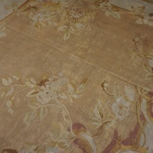 Antique French Aubusson Carpet 15'×18' Salmon & Ivory, Napoleon III Period, Circa 1880 - detail view 8