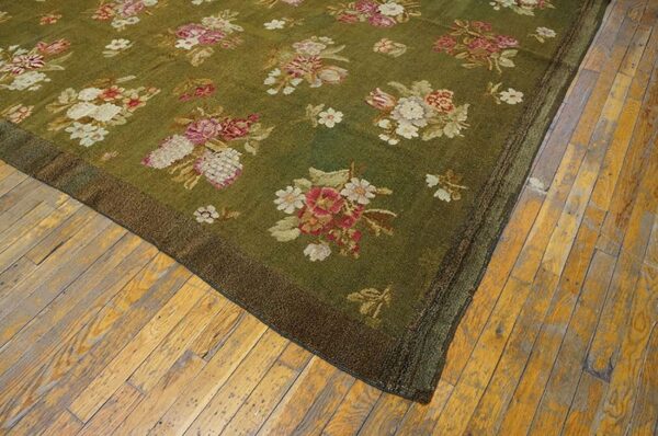 Antique french empire savonnerie carpet 8'×13'6" green & pink, circa 1820 3 Antique french empire savonnerie carpet 8'×13'6" green & pink, circa 1820 - detail view 2