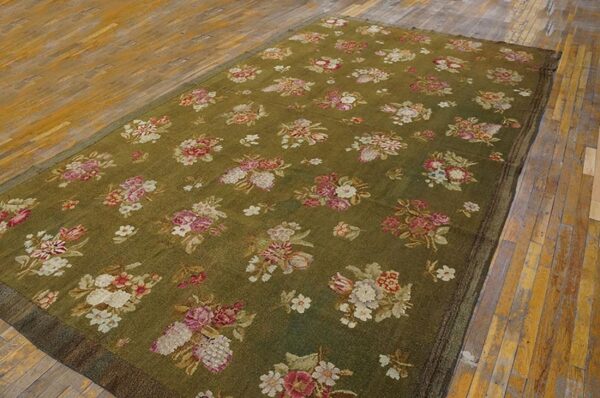 Antique french empire savonnerie carpet 8'×13'6" green & pink, circa 1820 4 Antique french empire savonnerie carpet 8'×13'6" green & pink, circa 1820 - detail view 3