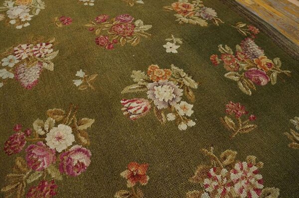 Antique french empire savonnerie carpet 8'×13'6" green & pink, circa 1820 5 Antique french empire savonnerie carpet 8'×13'6" green & pink, circa 1820 - detail view 4