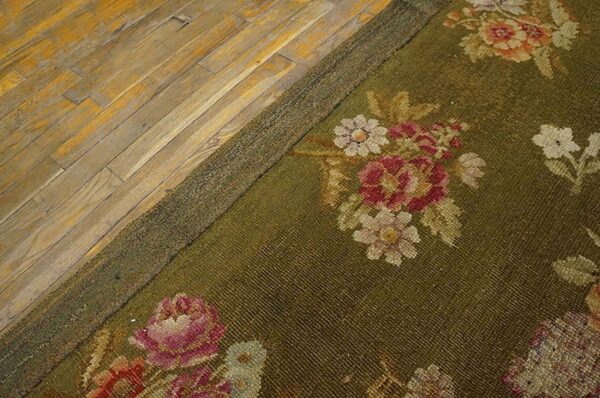Antique french empire savonnerie carpet 8'×13'6" green & pink, circa 1820 6 Antique french empire savonnerie carpet 8'×13'6" green & pink, circa 1820 - detail view 5