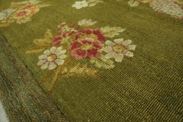 Antique french empire savonnerie carpet 8'×13'6" green & pink, circa 1820 8 Antique french empire savonnerie carpet 8'×13'6" green & pink, circa 1820 - detail view 7